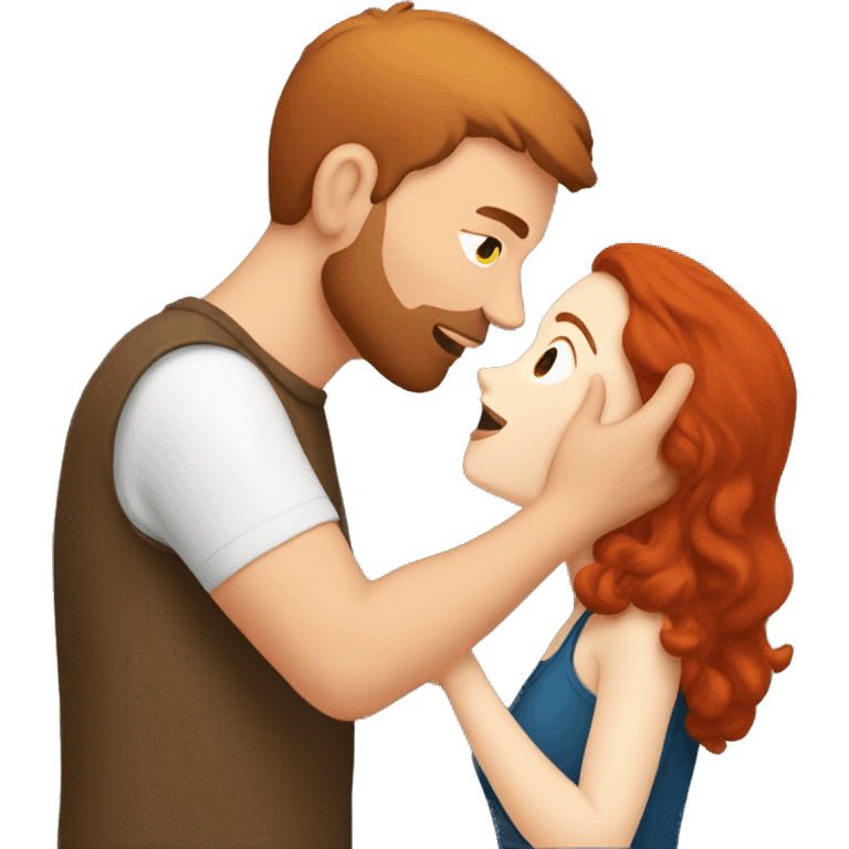 A brunette kissing a redhead man emoji