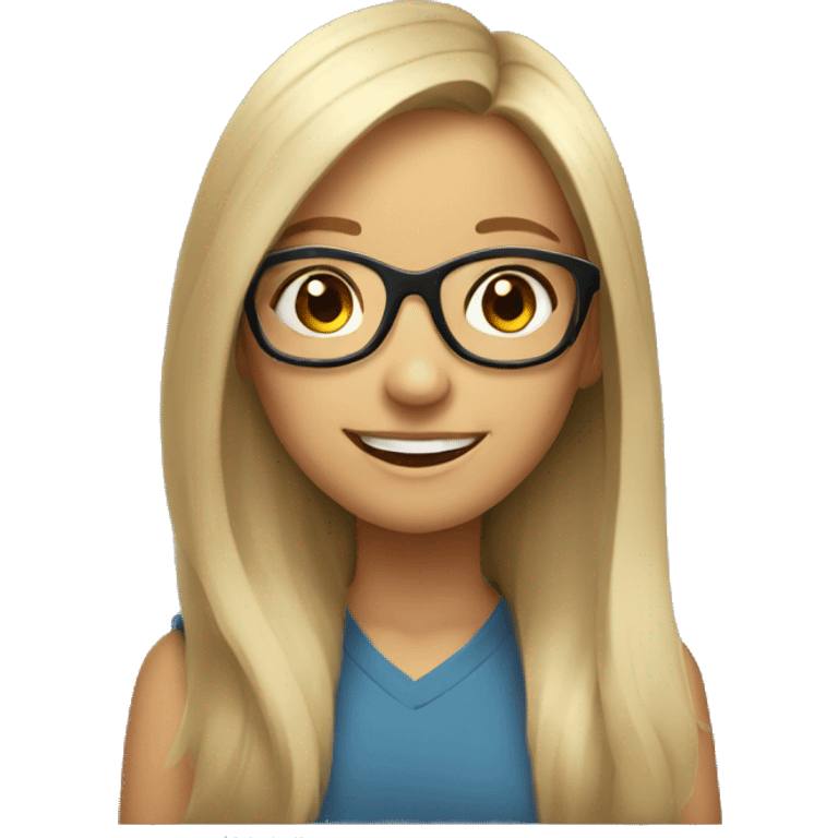 smiling girl with glasses with longer hair  emoji