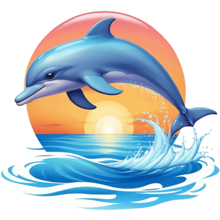 Dolphin jumping out of the water at sunset  emoji