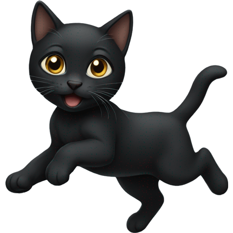 black kitten running emoji