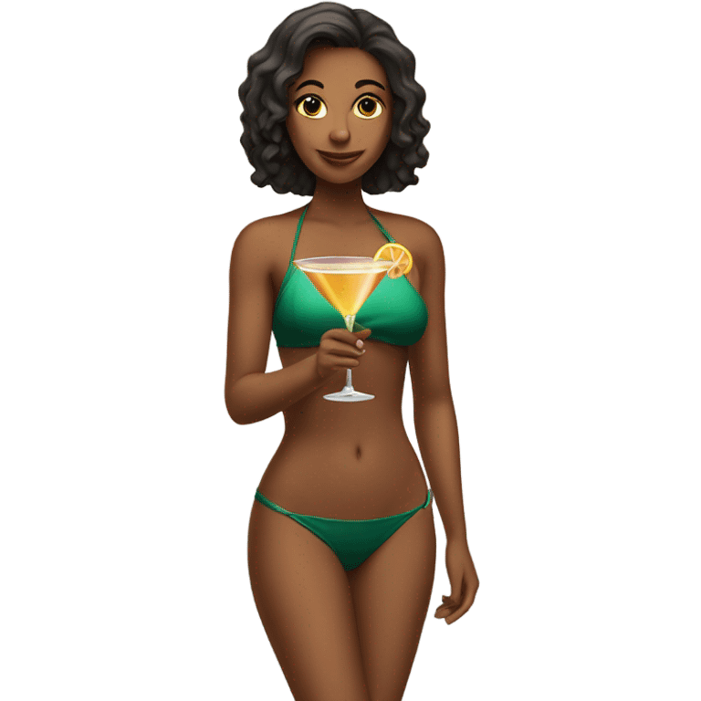 woman wearing bikini with martini emoji