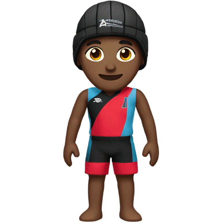 Waterpolo player with black water polo cap and red water polo trunks  emoji