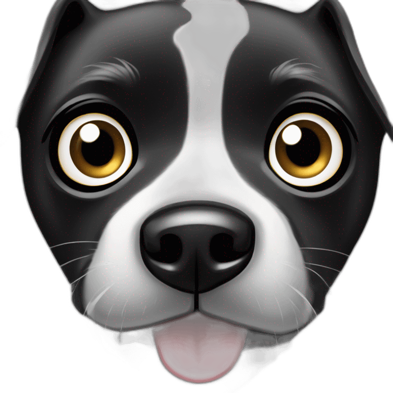 Fisheye cute black and white borador dog with large shiny eyes emoji