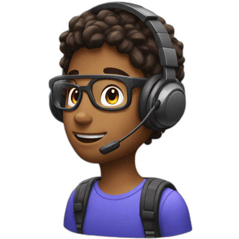 A student playing plastation 5 with headset emoji