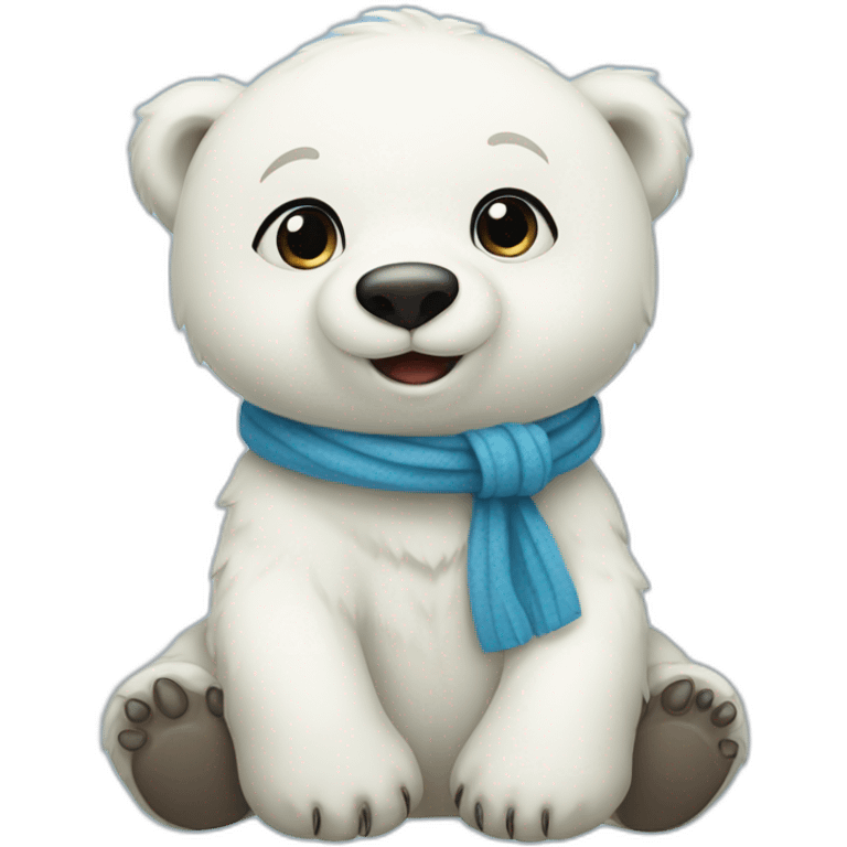 Baby polar bear with a blue scaft emoji