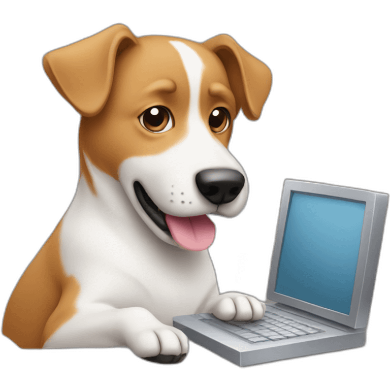 dog working with a computer emoji