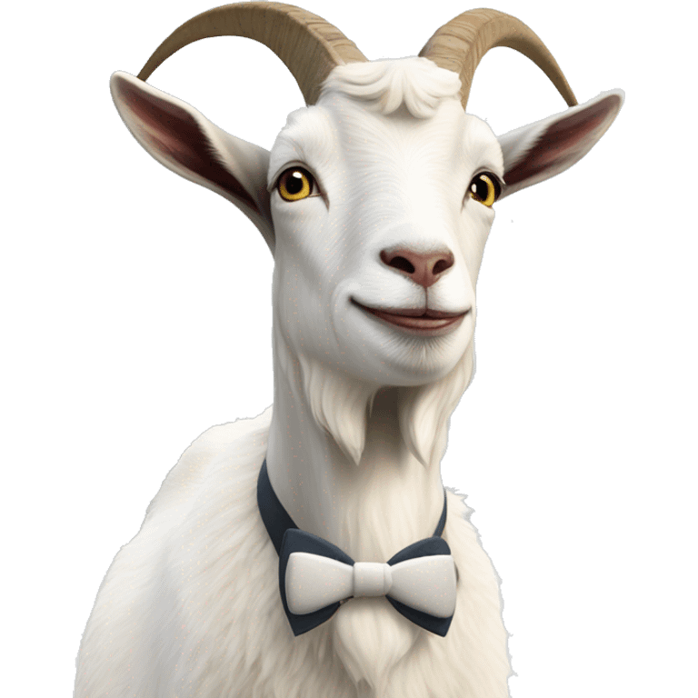 farm goat with a white bow tie in the snow emoji