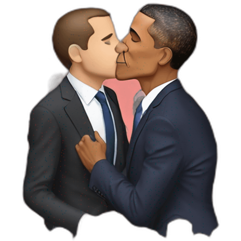 Gay Macron kissing Obama emoji