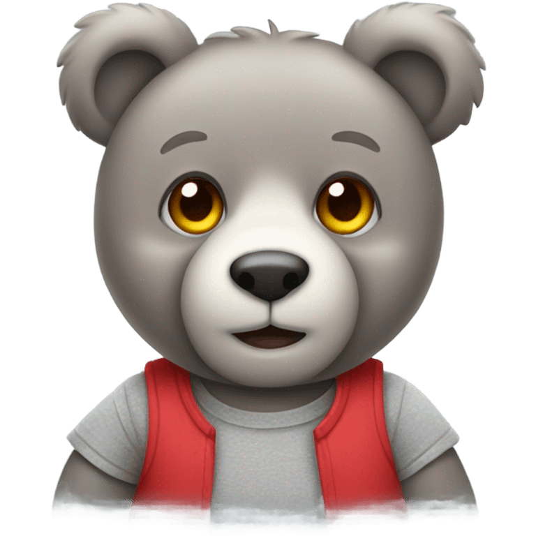 cute grey teddy bear wearing red t-sh emoji