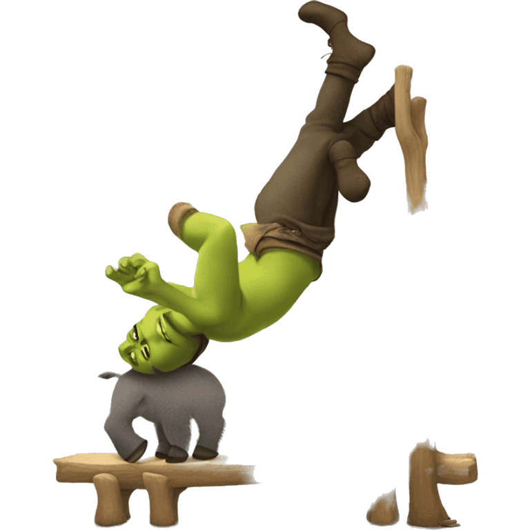 shrek with donkey handstand on top of him emoji