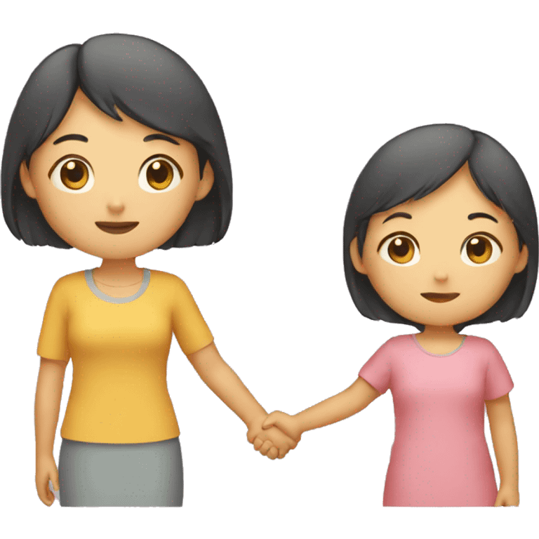 asian mother and daughter holding hands emoji