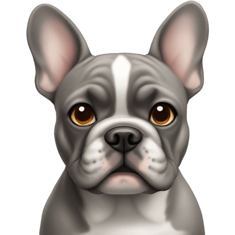 Grey french bulldog with light brown eyes emoji