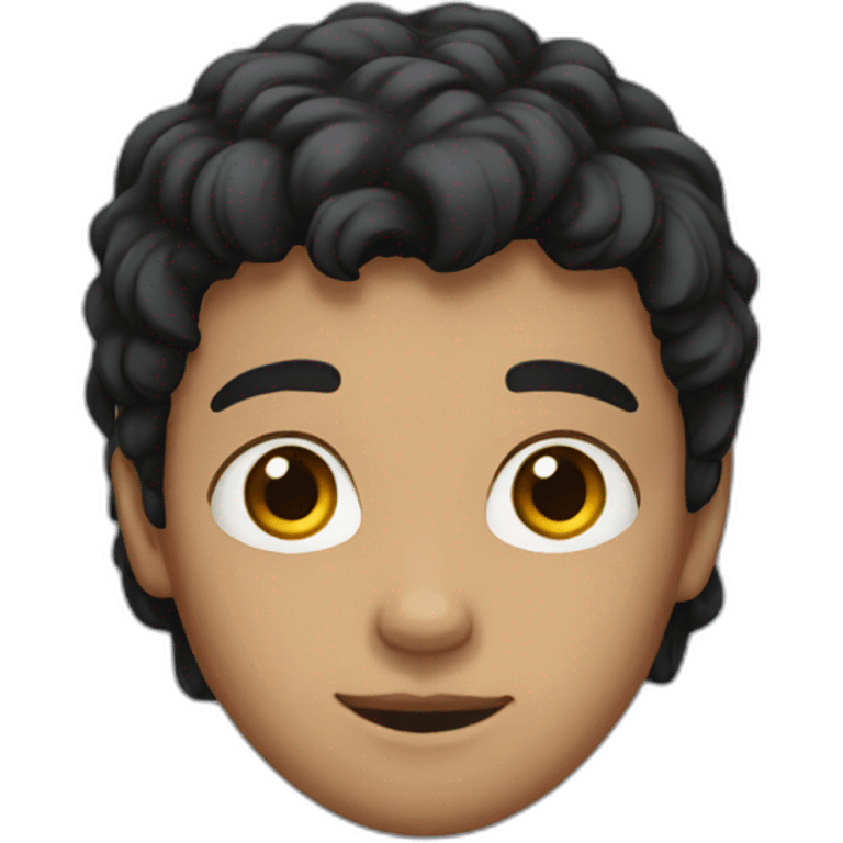 Boy with slightly brown skin, black hair and Placed in front of the hair emoji