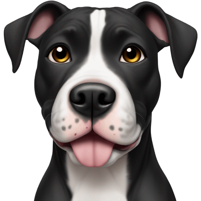 American pitbull terrier black and white dark eyes emoji