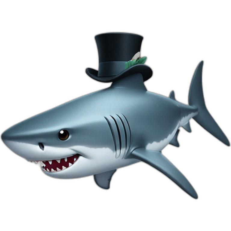 Shark with a top hat emoji