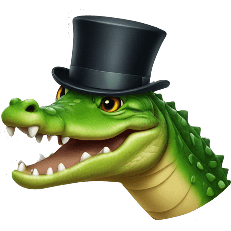 Alligator with top hat emoji