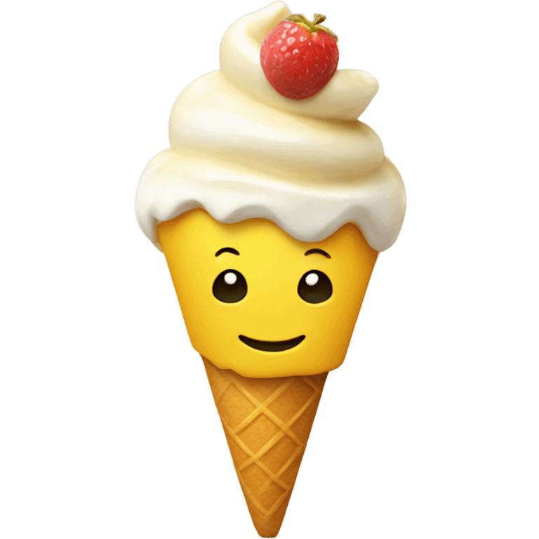 yellow emoji smiling with icecream emoji