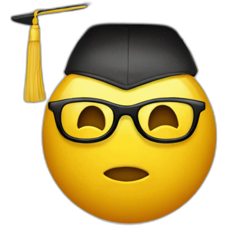 yellow emoji head with glasses and with mortarboard on its head emoji