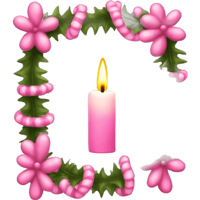 christmas candle pink garland  emoji