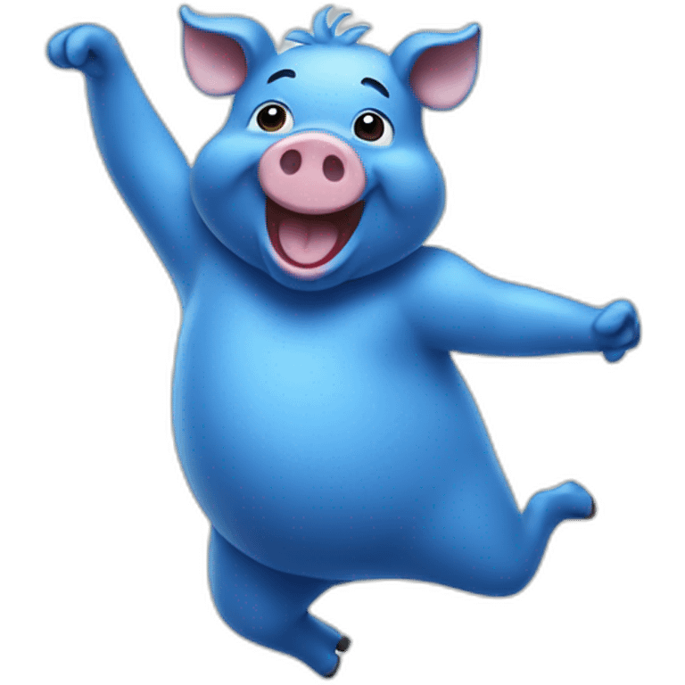 a dancing blue pig emoji