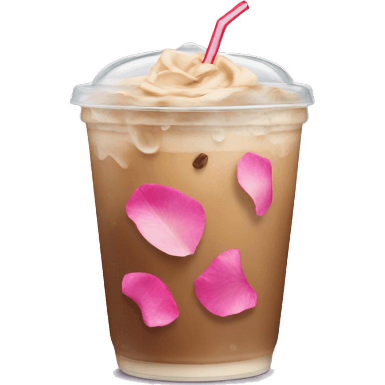 iced coffee with rose petals emoji