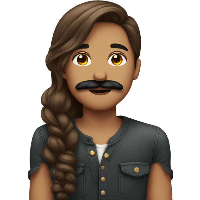 Guy with black mustache kissing girl with brown hair  emoji