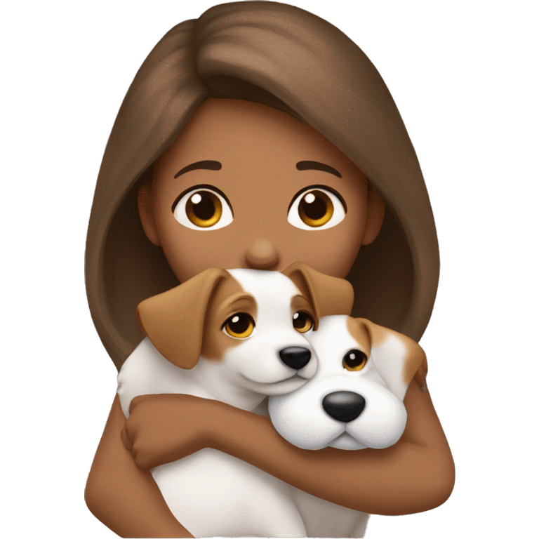 Girl hug jack russell puppy  emoji