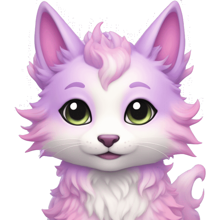 Kawaii colorful bright light pastel lilac-pink-white-gradient fantasy ethereal anthro fursona animal creature emoji