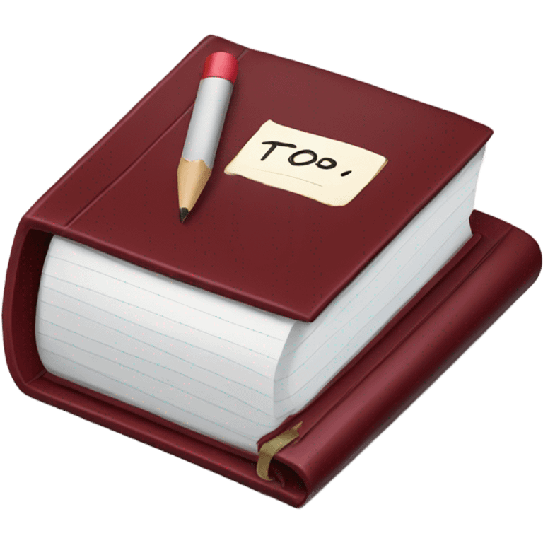 Dark red book with to do list emoji