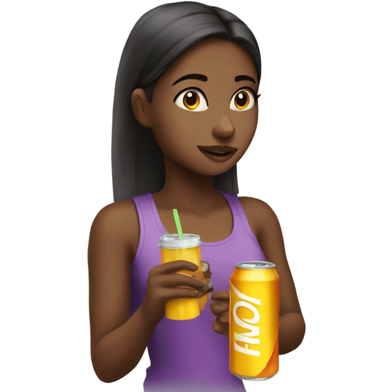 Girl drinking energy drink emoji