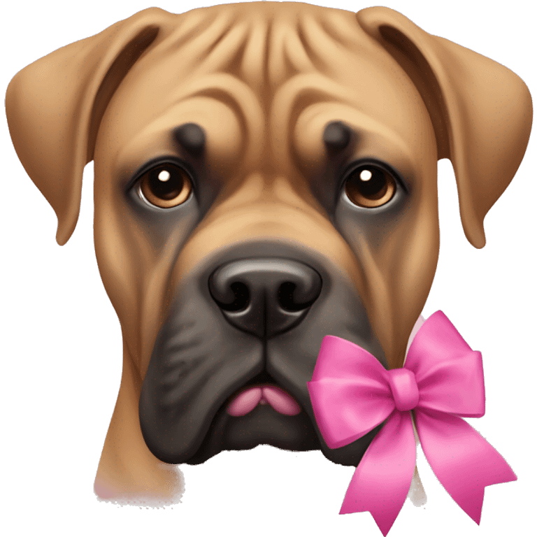 Bull mastiff with a pink bow emoji