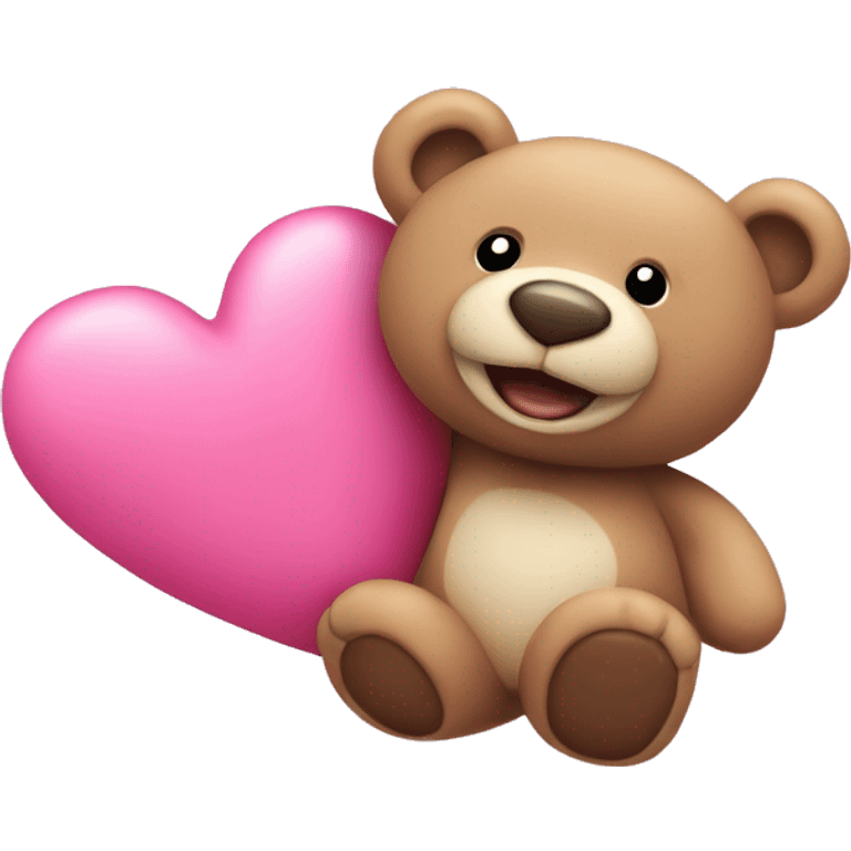 pink heart and happy teddy bear emoji