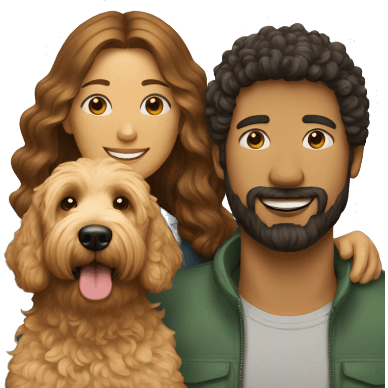 Goldendoodle with man and woman emoji