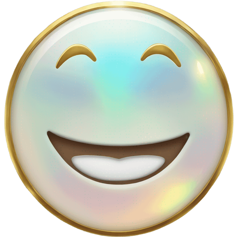 opal gemstone smiling face with gold border emoji