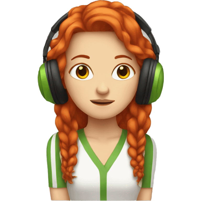 red headed white girl listening to reggae emoji