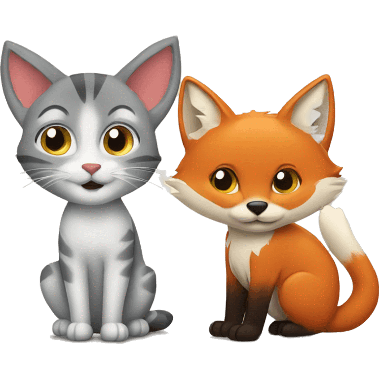 Cat and fox emoji