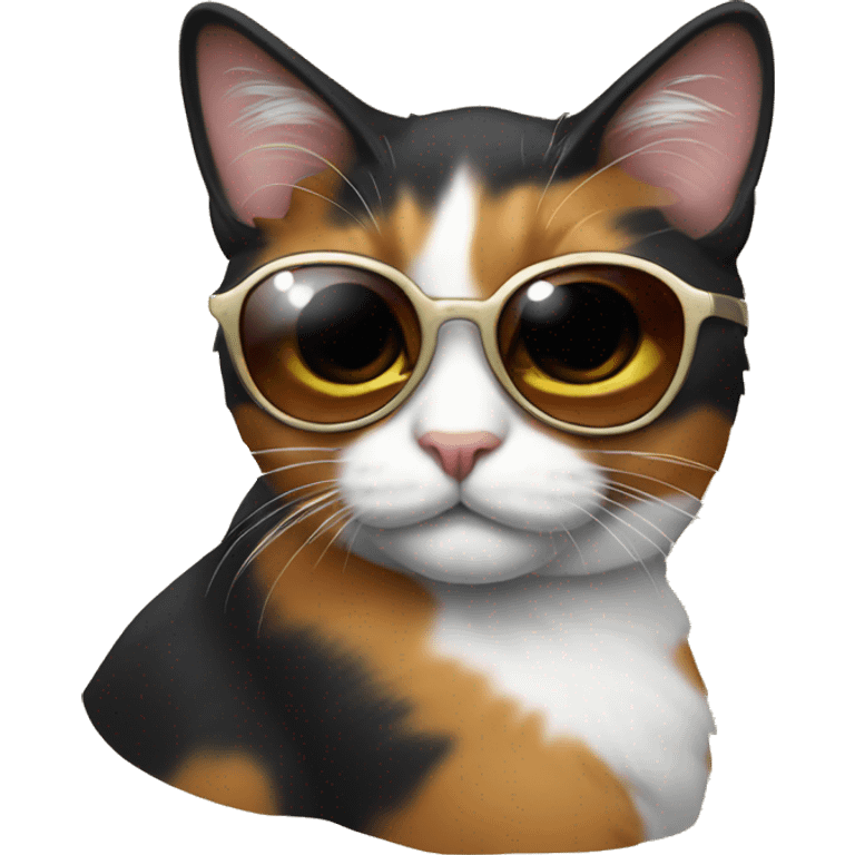 Calico cat wearing sunglasses emoji