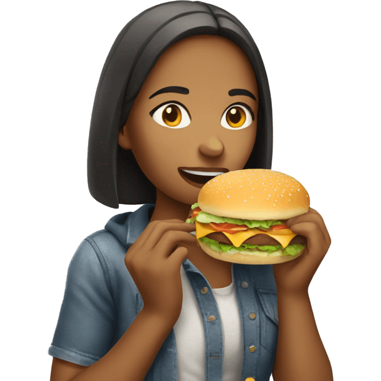 Girl eating hamburger emoji