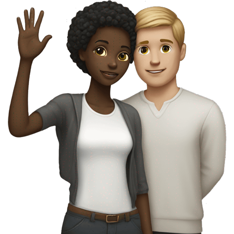 black girl white boy couple emoji