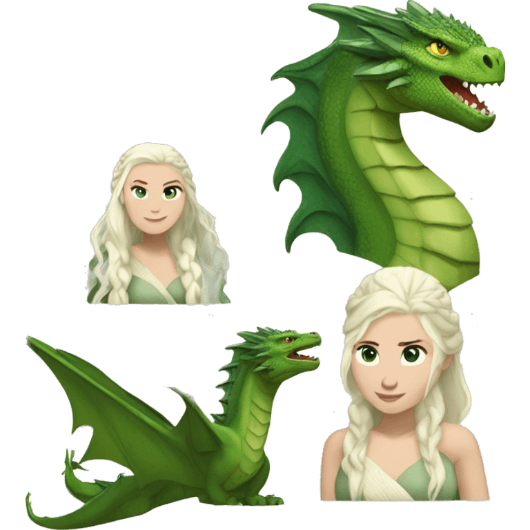 daenerys targaryen with dragon, rhaegal and viseryon   emoji