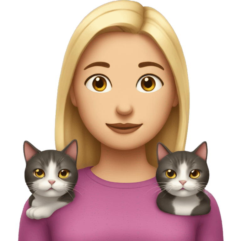 Girl with two fat cats emoji