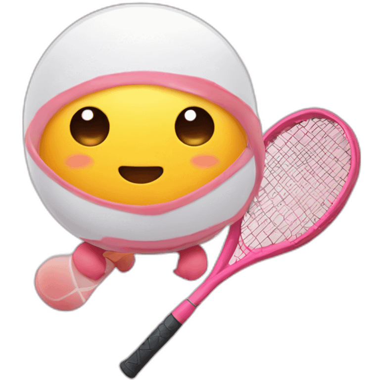 Kawaii jamon with tennis racket emoji