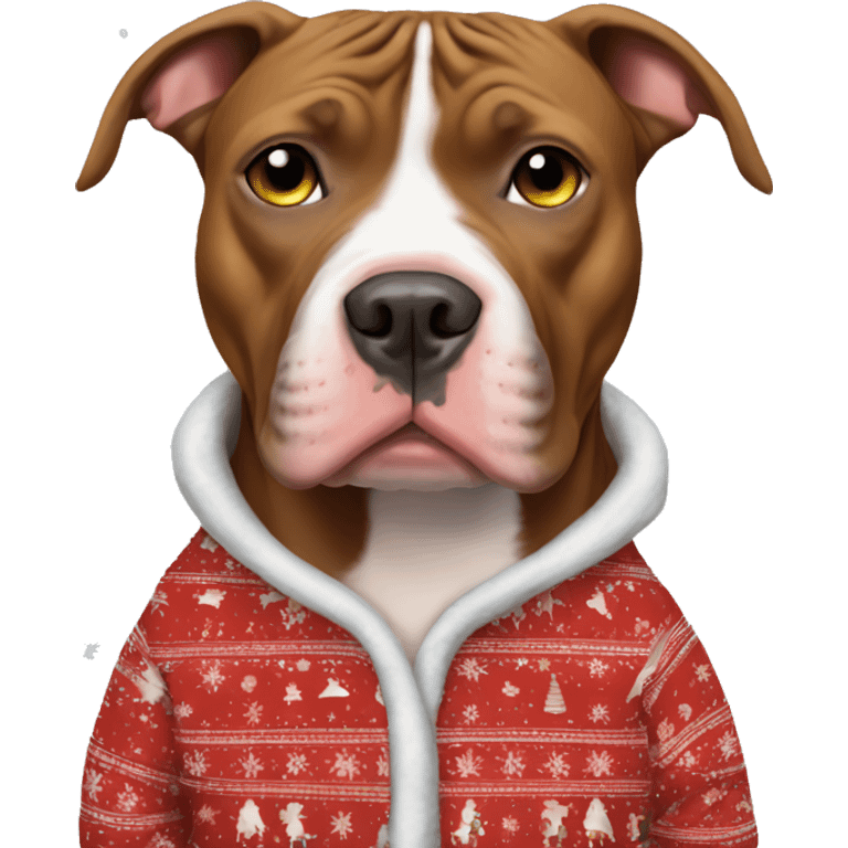 Pitbull wearing Christmas pajamas  emoji