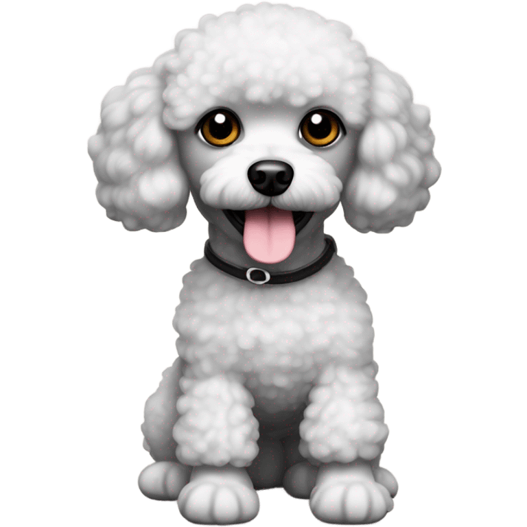 black head and body white, little toy poodle emoji