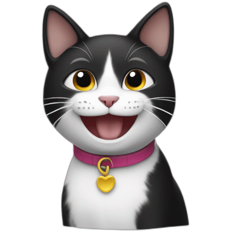 white-black cat smile emoji