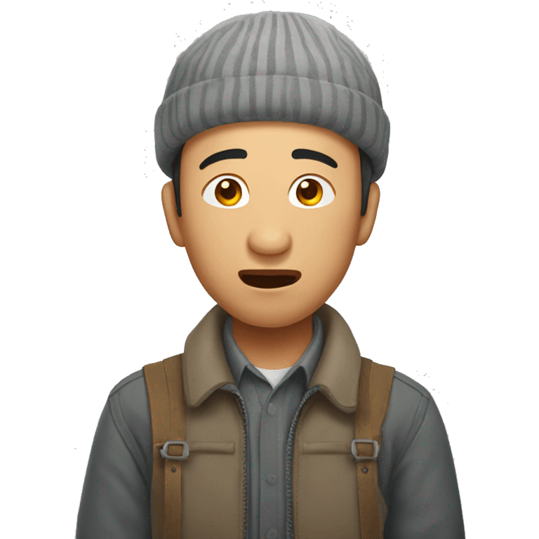 Kyrgyz man have a surprised emoji