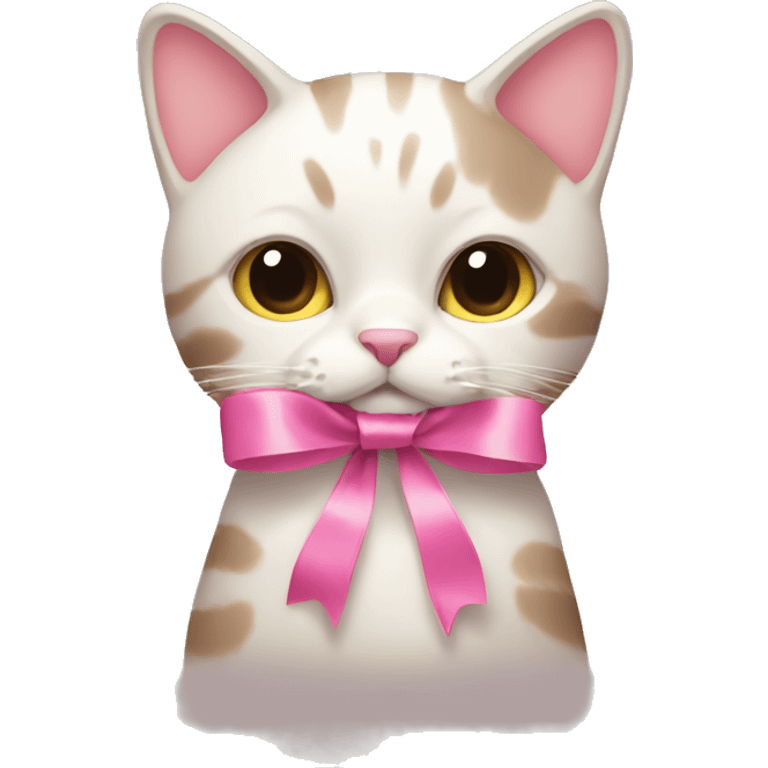 Cat with pink ribbon emoji