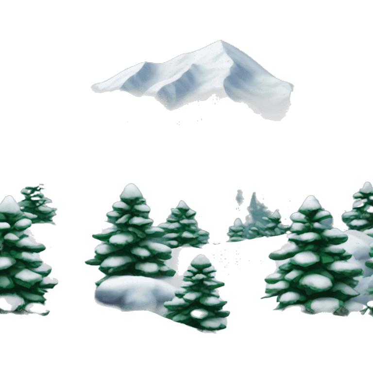 Snowfall on mountain with evergreen trees emoji