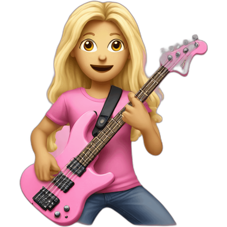 long-blond-bassguitar-player-pink-Tshirt-pink emoji