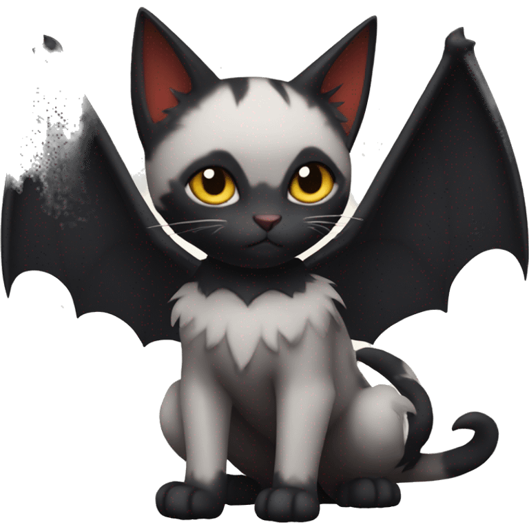 Litten-Cat with black bat-wing-ears full body emoji